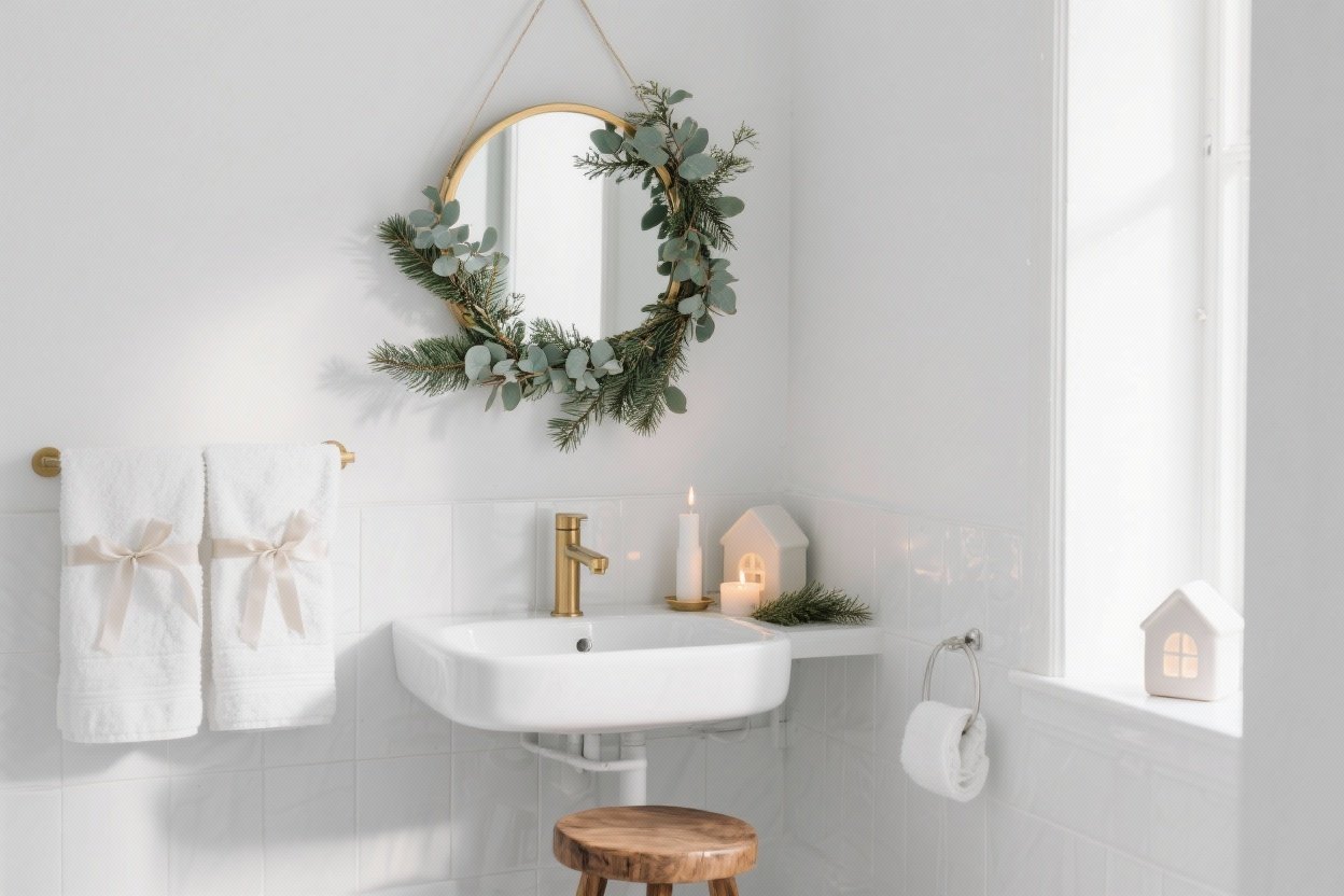 Subtle Bathroom Christmas Decor Ideas That Feel Effortlessly Festive