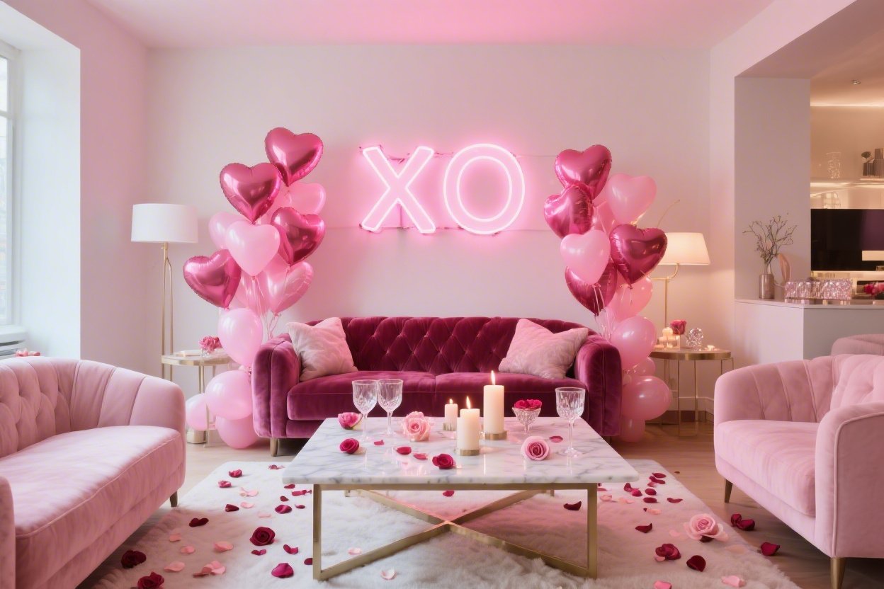 Friends-only Party Backdrop With Heart Balloons and Neon Signs: 7 Epic Ideas