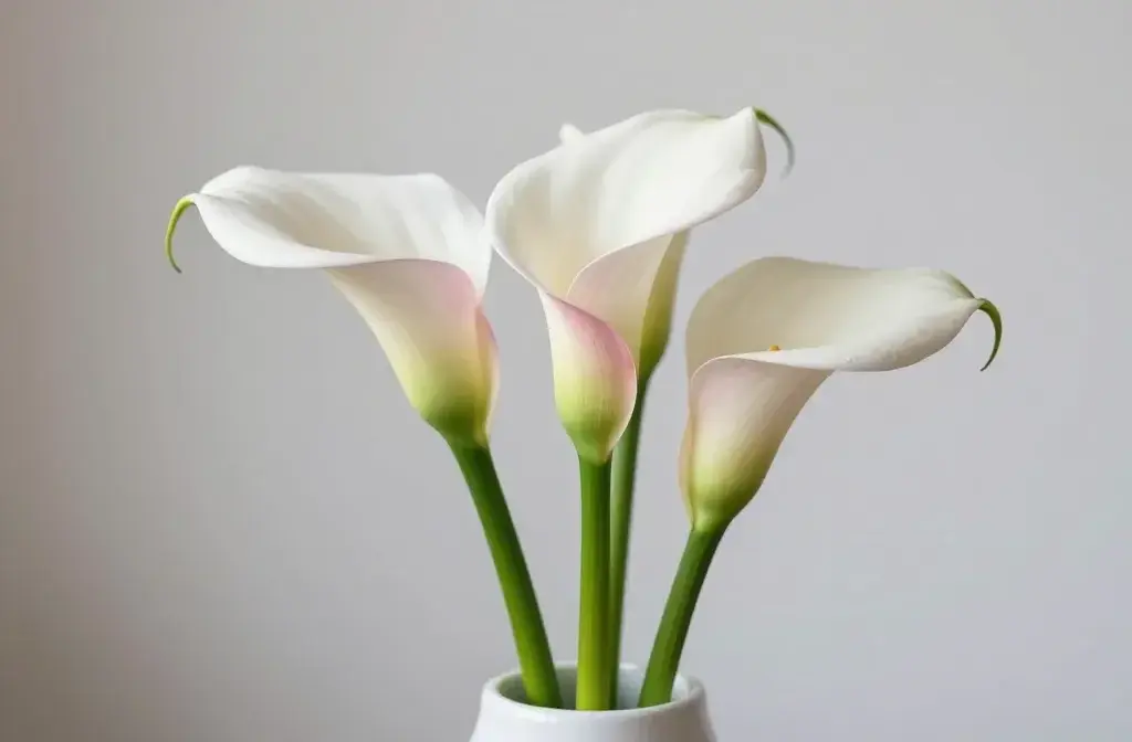 Three Calla Lilies Close-Up: Minimalist Floral Decor Inspiration — Simple Trio