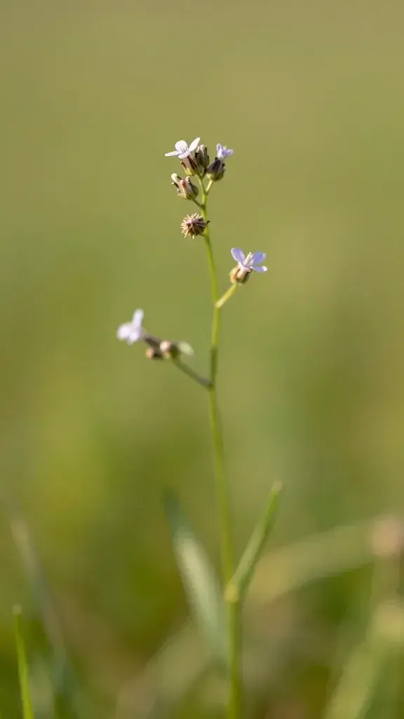 Closeup of a single wildflower sprig in sunlight