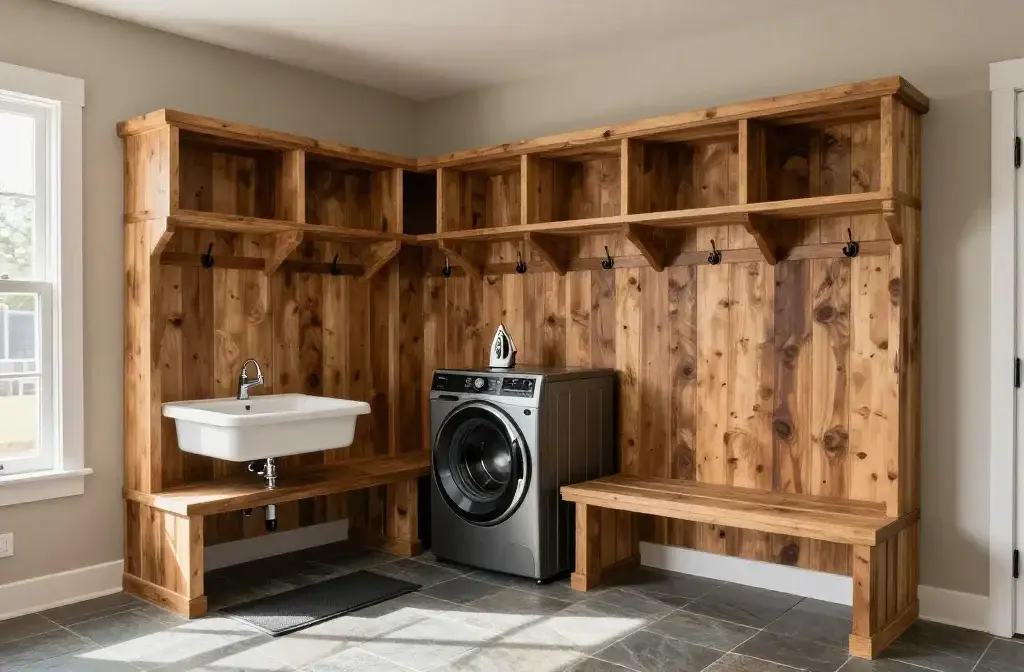 Modern Rustic Mudroom Laundry Room Ideas for Busy Family Homes Rustic: Quick-Access Charm